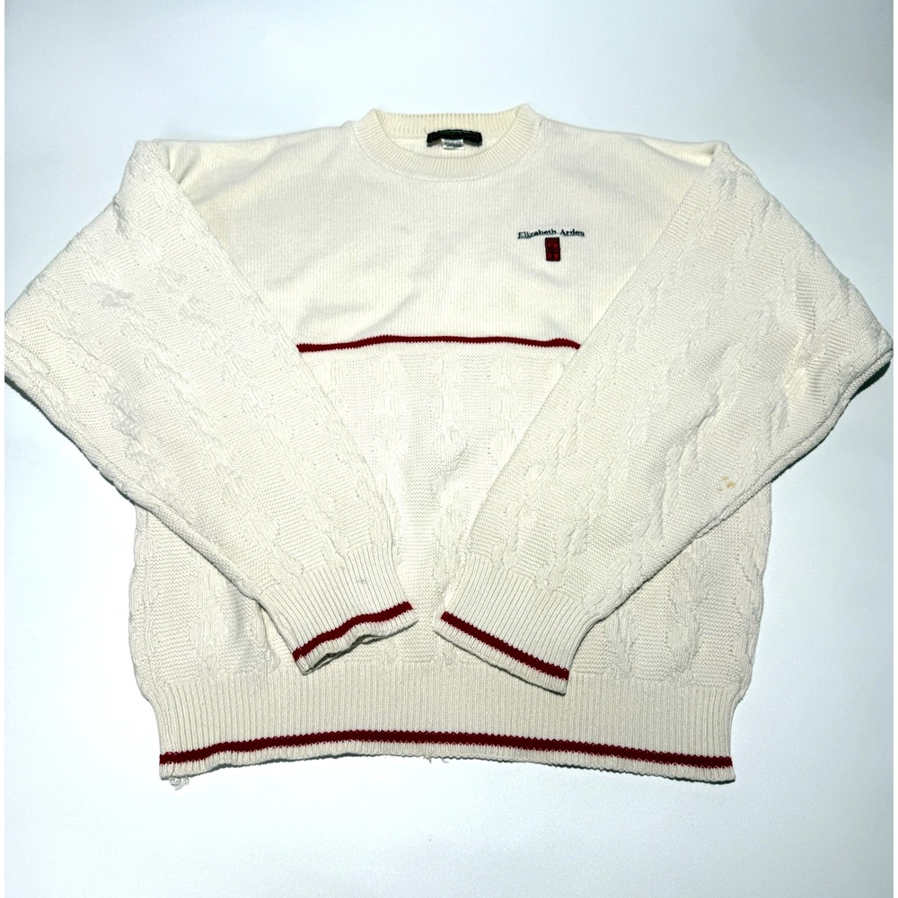 VTG Andrew Rohan Sweater Mens XL Embroidered Elizabeth Arden Logo Made In USA